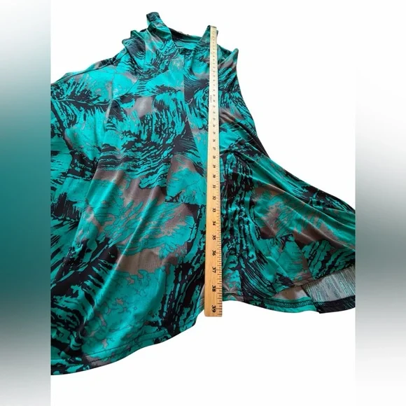 Papa Vancouver Vibrant Teal and Black Sleeveless Tropical Print Dress-Size Small - Picture 8 of 11
